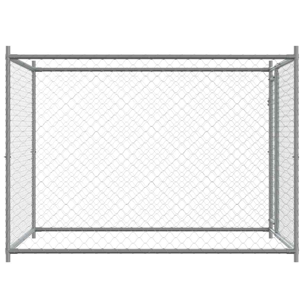vidaXL Hundgård med dörr grå 2x2x1,5 cm galvaniserat stål