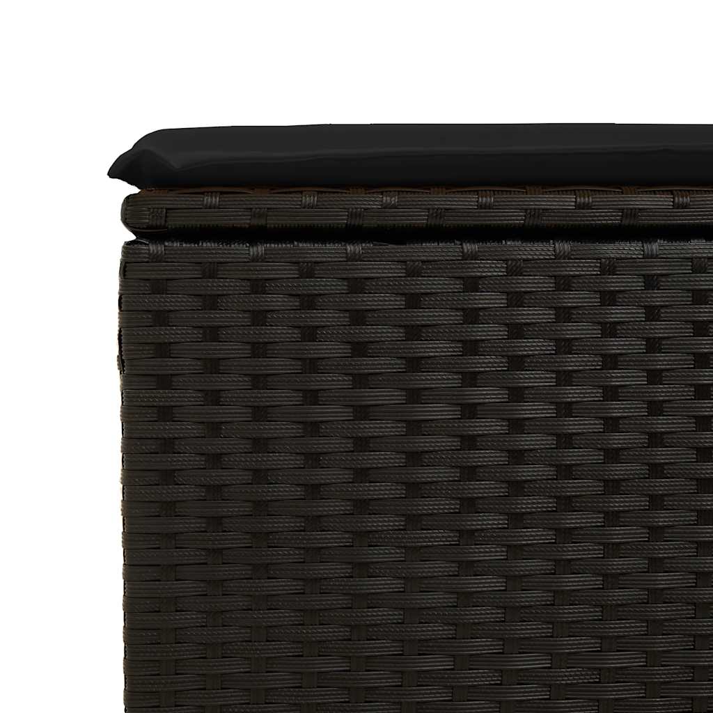 vidaXL Trädgårdspall med dyna svart 55x55x37 cm konstrotting