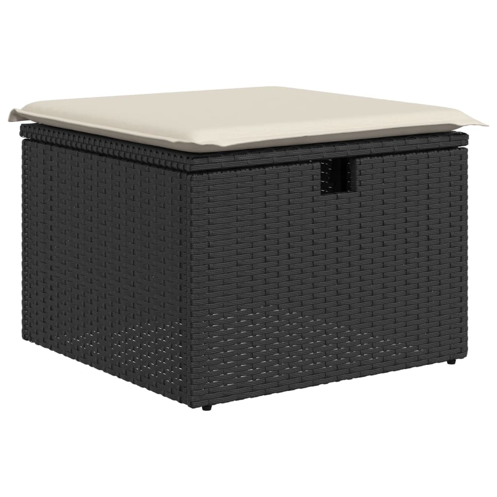vidaXL Trädgårdspall med dyna svart 55x55x37 cm konstrotting