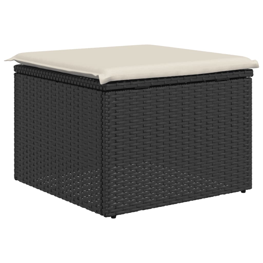 vidaXL Trädgårdspall med dyna svart 55x55x37 cm konstrotting