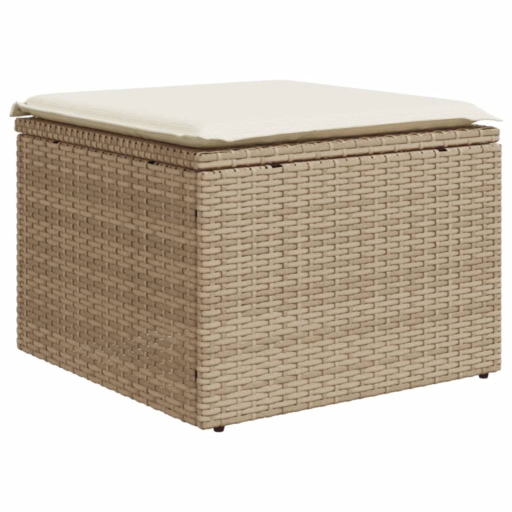 vidaXL Trädgårdspall med dyna beige 55x55x37 cm konstrotting