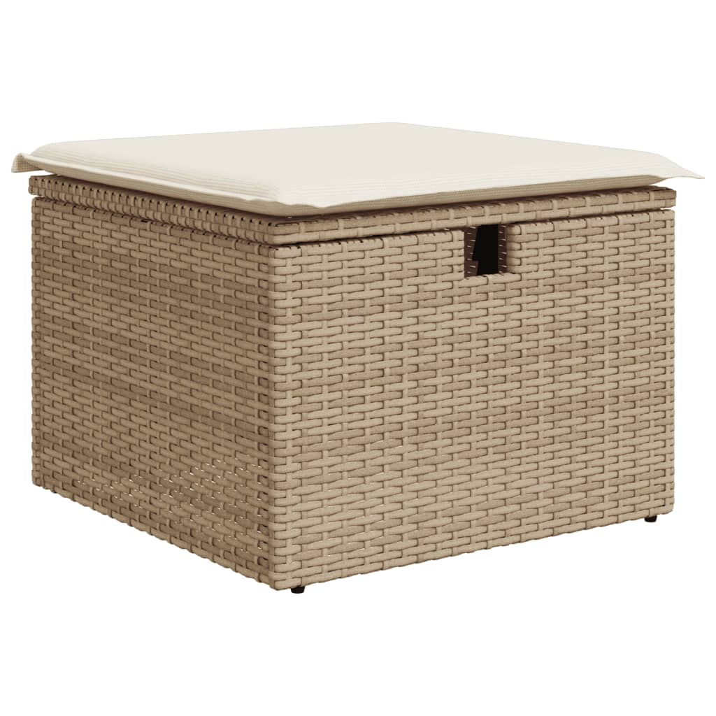 vidaXL Trädgårdspall med dyna beige 55x55x37 cm konstrotting