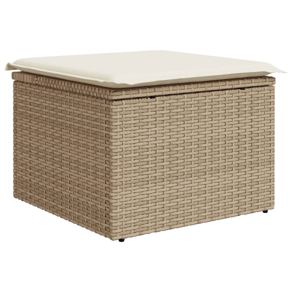 vidaXL Trädgårdspall med dyna beige 55x55x37 cm konstrotting
