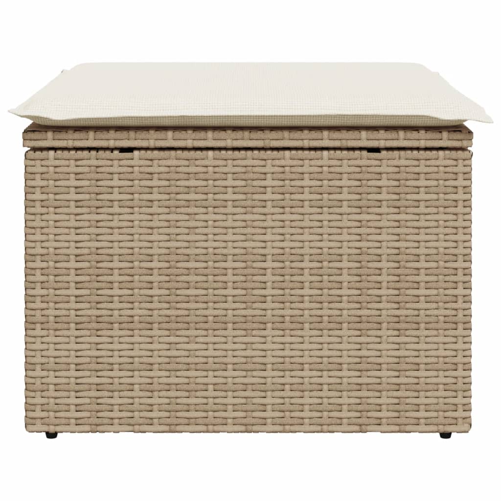 vidaXL Trädgårdspall med dyna beige 55x55x37 cm konstrotting