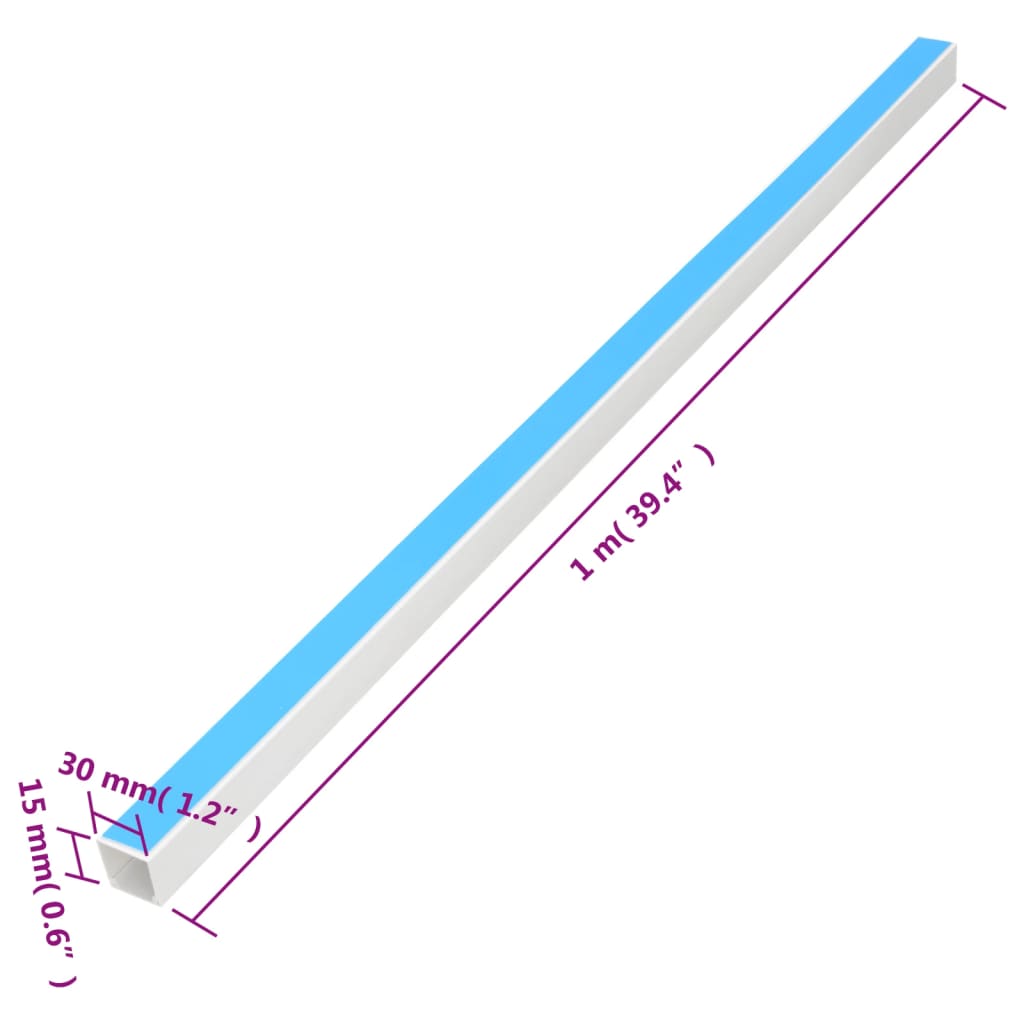 vidaXL Kabelkanal självhäftande 30x15 mm 30 m PVC