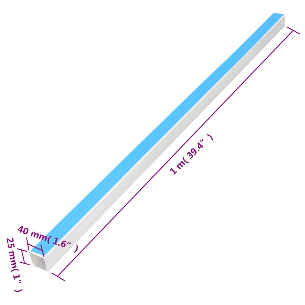 vidaXL Kabelkanal självhäftande 40x25 mm 30 m PVC