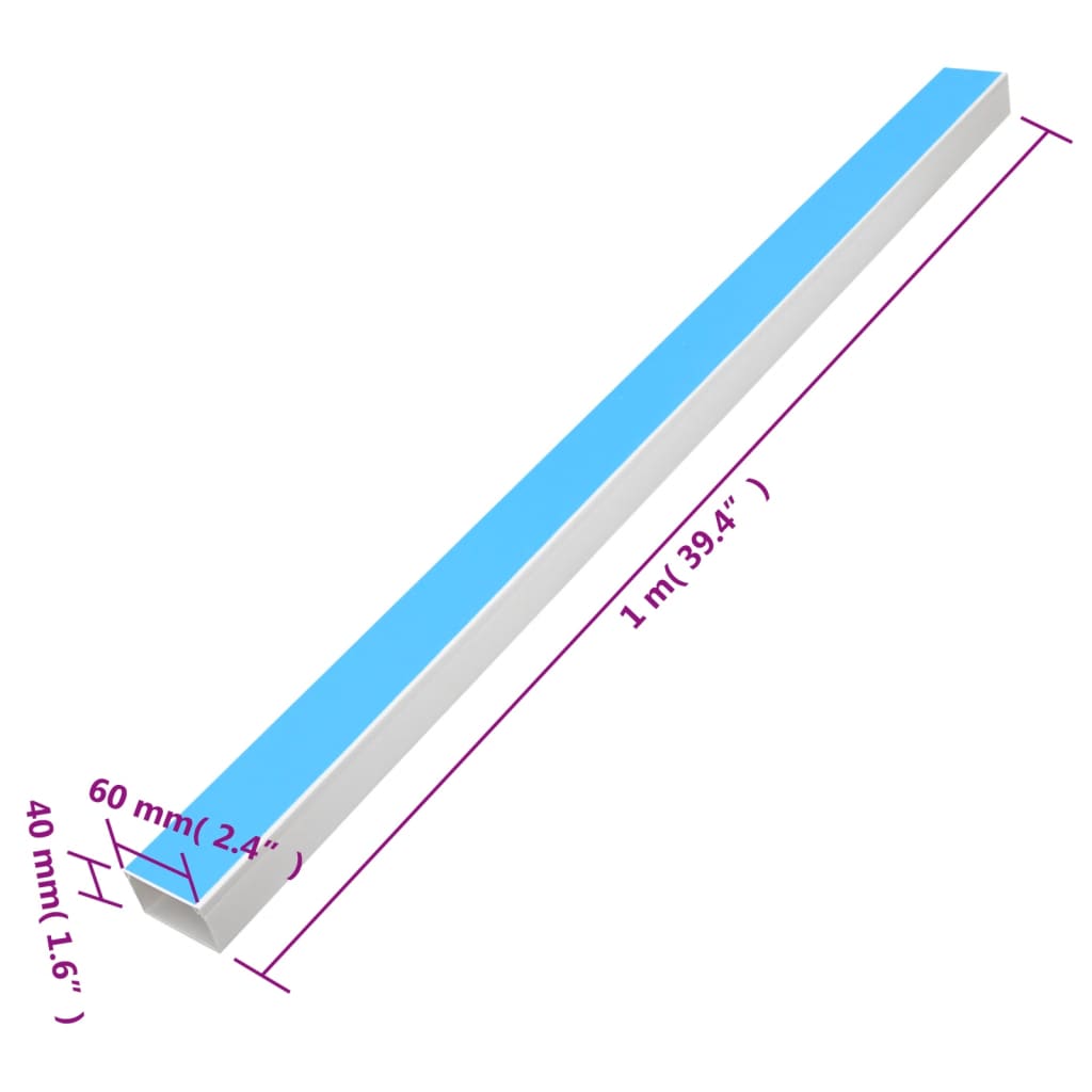 vidaXL Kabelkanal självhäftande 60x40 mm 30 m PVC