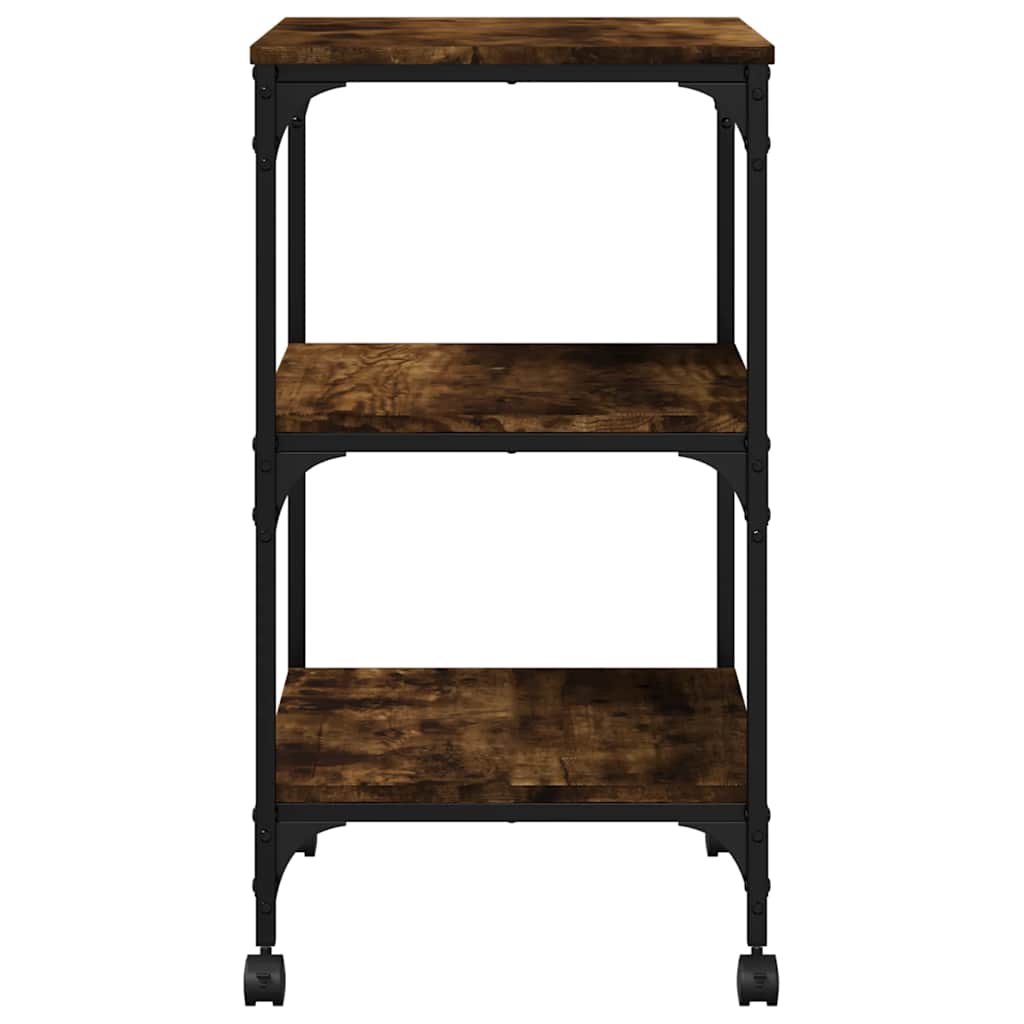 vidaXL Skrivarställ 3 hyllor rökfärgad ek 50x41x75 cm konstruerat trä