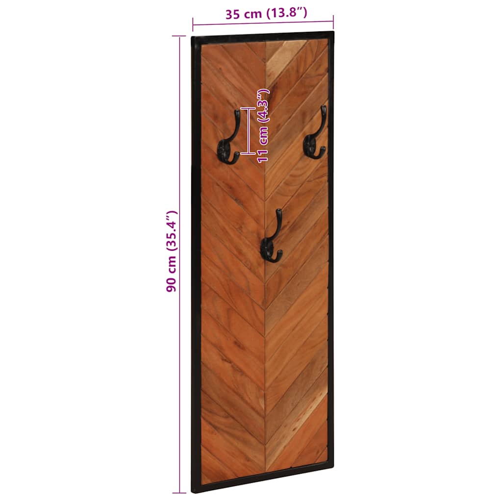 vidaXL Klädhängare 2 st 35x1x90 cm massivt trä akacia
