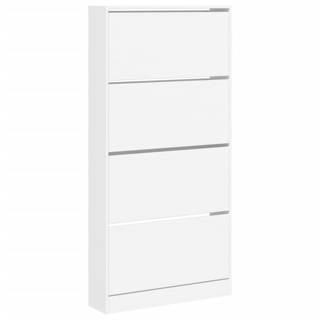 vidaXL Skoskåp med 4 flip-lådor vit 80x21x163,5 cm