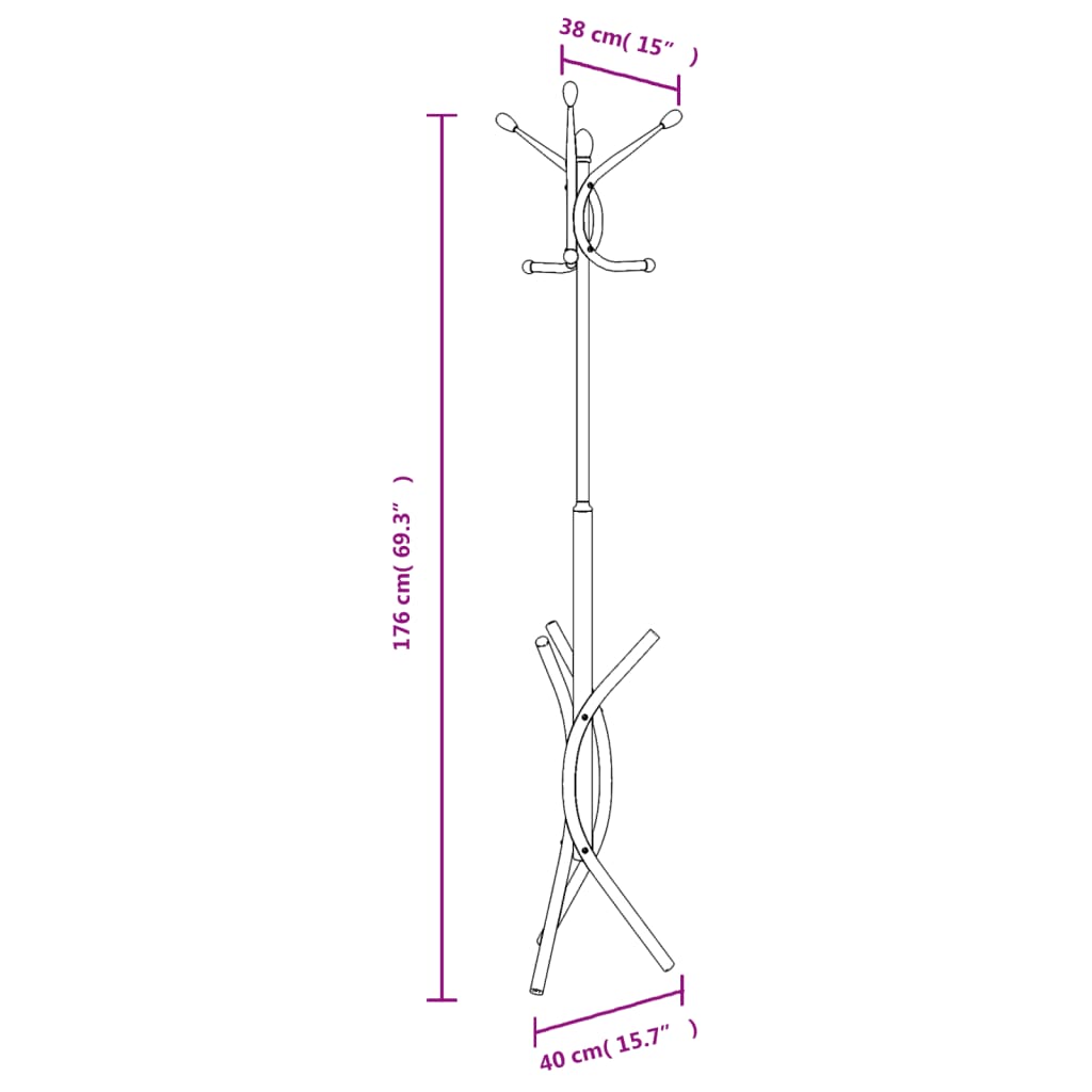 vidaXL Klädställning svart 176 cm pulverlackerat järn