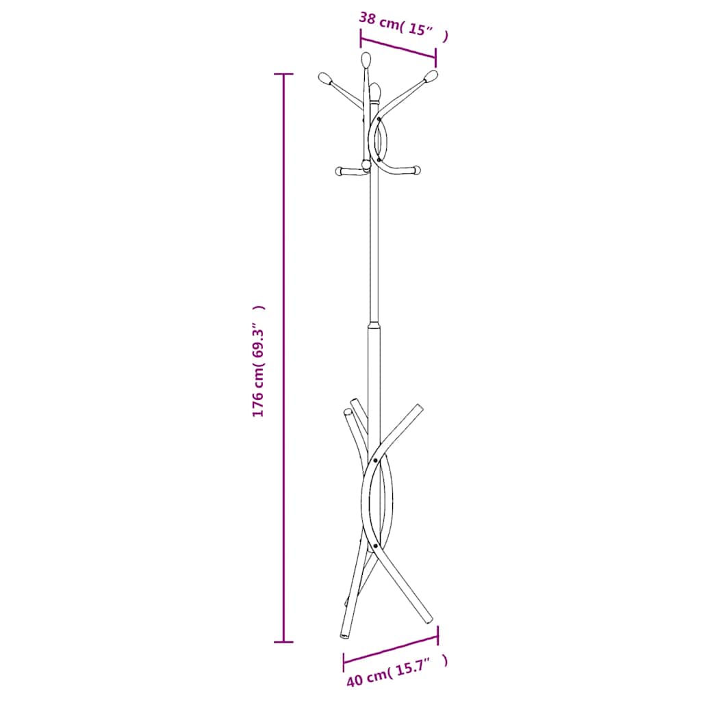vidaXL Klädhängare vit 176 cm pulverlackerat järn