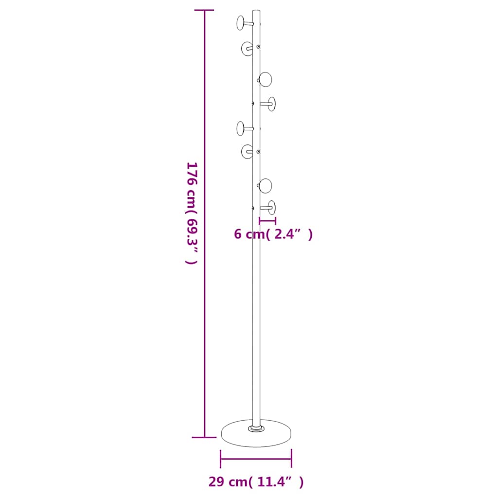 vidaXL Klädställning svart 176 cm pulverlackerat järn