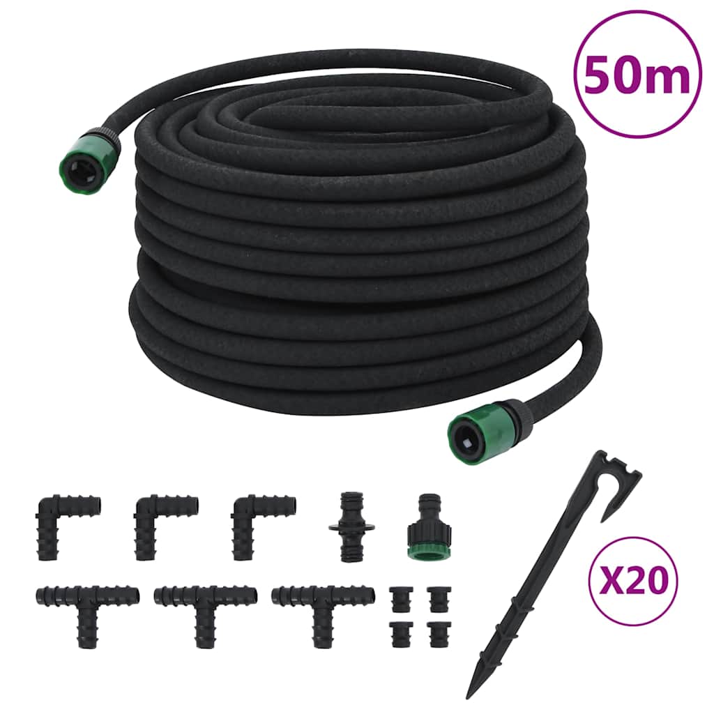 vidaXL Fuktslang svart 0,6" 50 m gummi