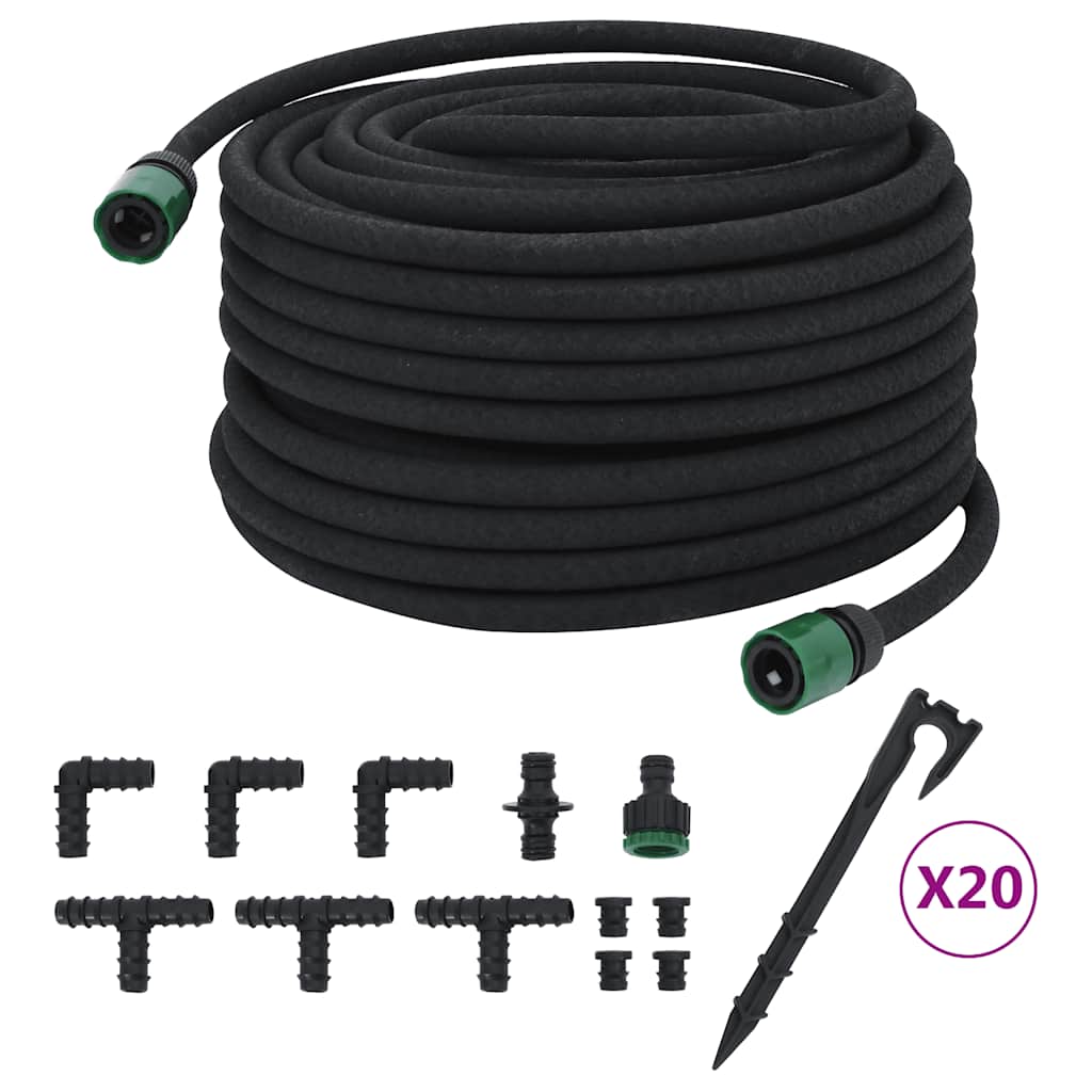 vidaXL Fuktslang svart 0,6" 50 m gummi