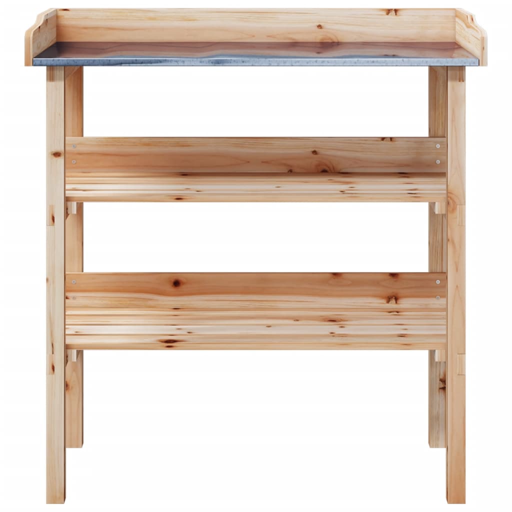 vidaXL Växtbord med hylla 78x38x82,5 cm massivt granträ