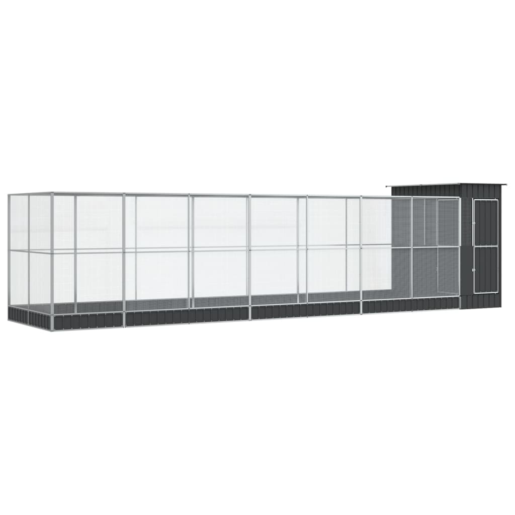 vidaXL Voljär med utbyggnad silver 830x203x216 cm stål