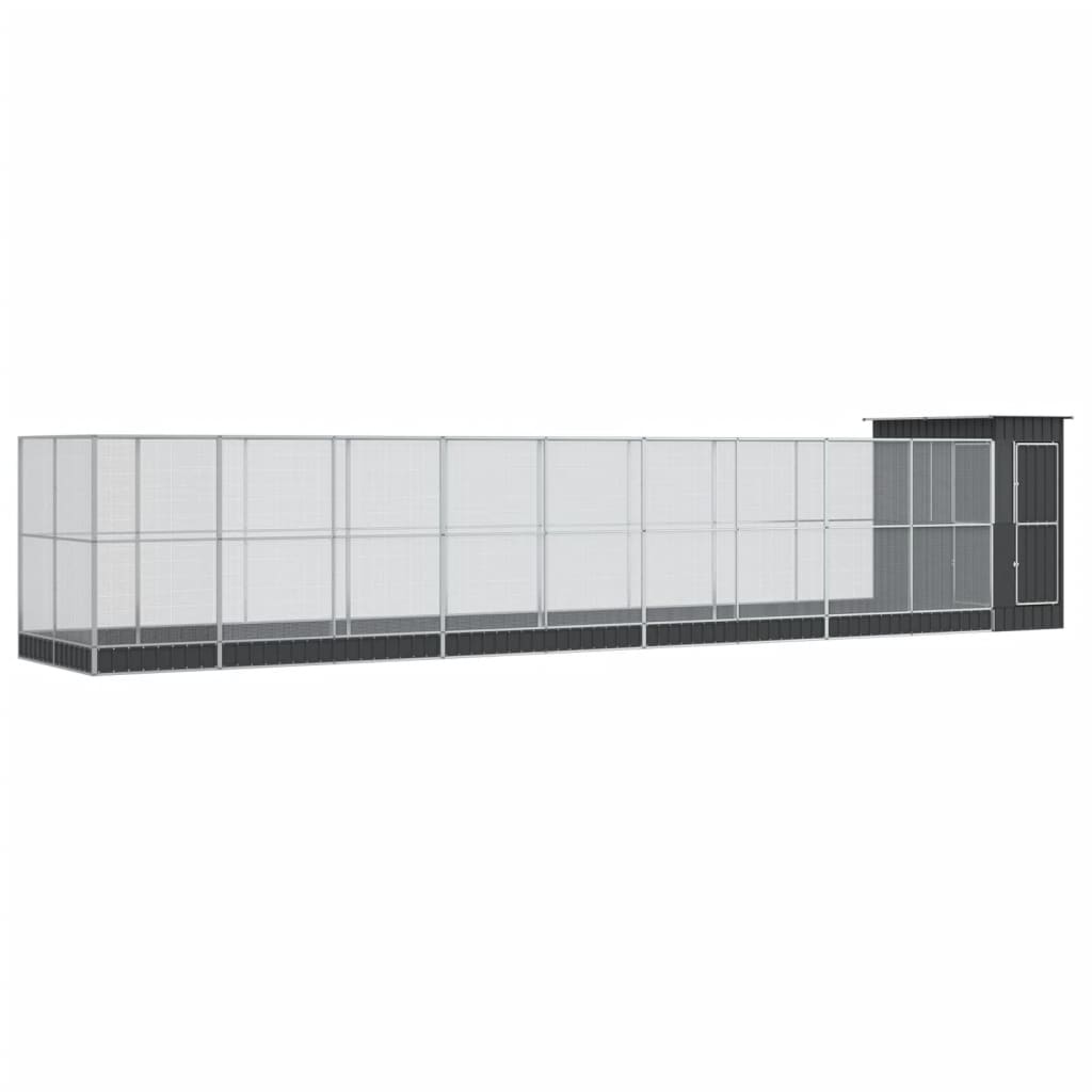 vidaXL Voljär med utbyggnad silver 1037x203x216 cm stål