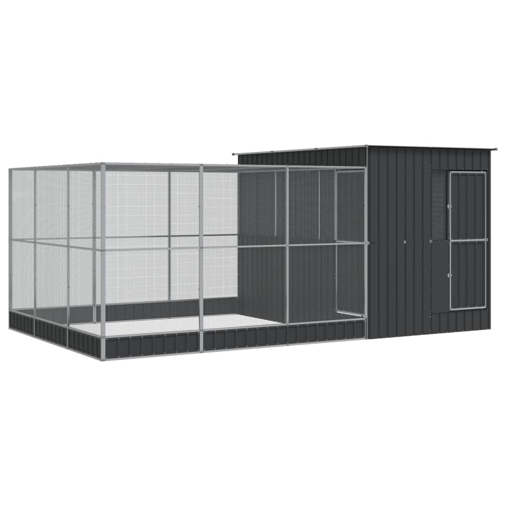 vidaXL Voljär med utbyggnad silver 497x303x216 cm stål