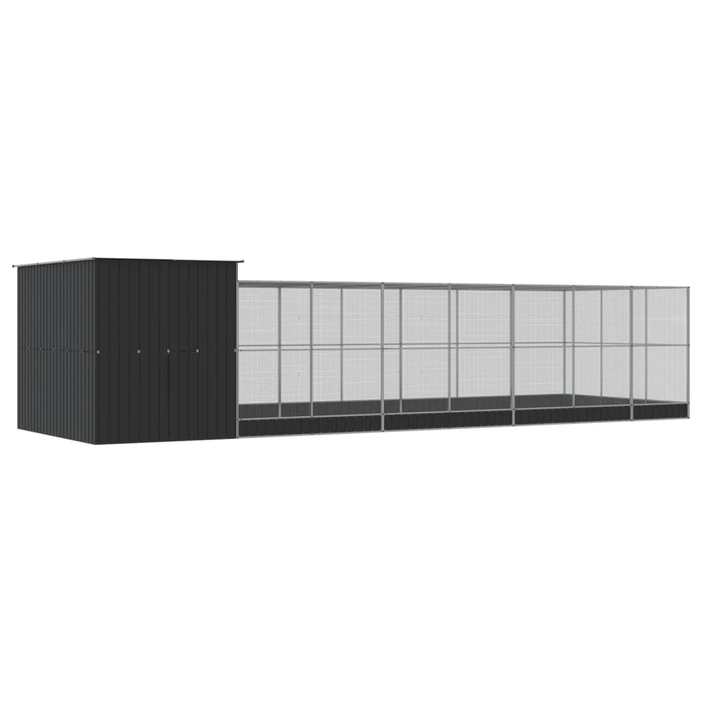 vidaXL Voljär med utbyggnad silver 911x303x216 cm stål