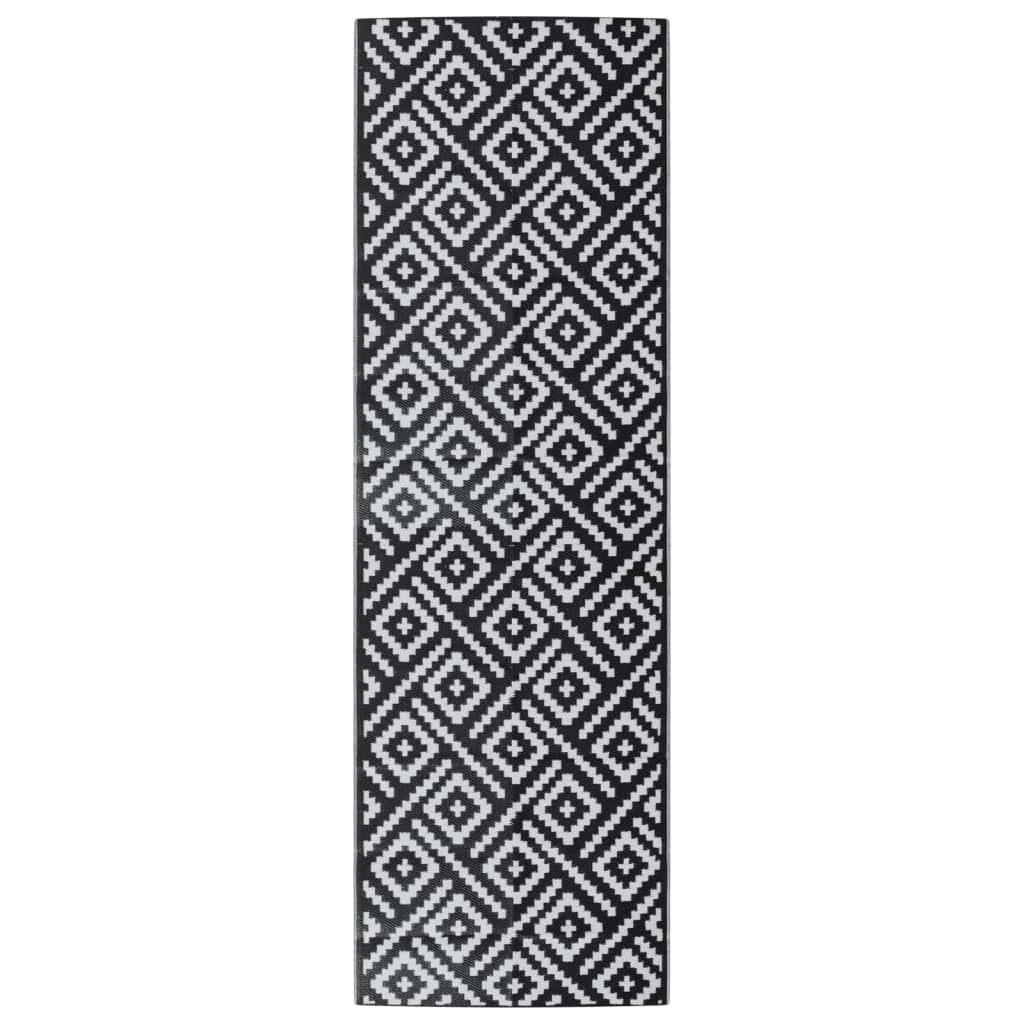 vidaXL Utomhusmatta ARAKIL vit och svart 80x250 cm PP