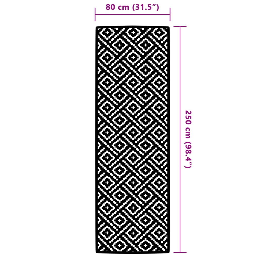 vidaXL Utomhusmatta ARAKIL vit och svart 80x250 cm PP