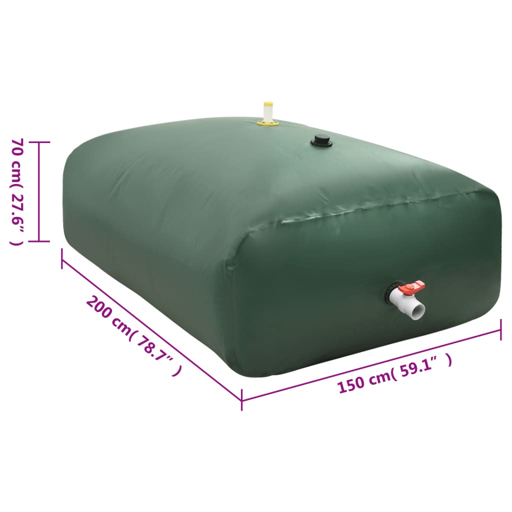 vidaXL Vattentank med kran vikbar 2100 L PVC
