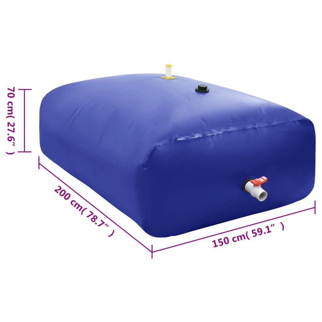 vidaXL Vattentank med kran vikbar 2100 L PVC