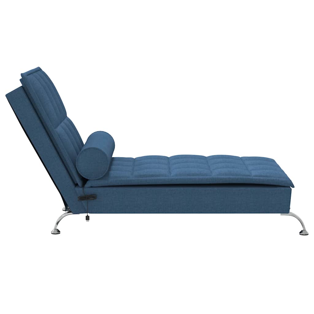 vidaXL Massageschäslong med bolster blå tyg