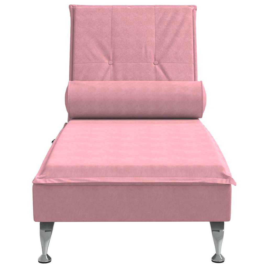vidaXL Massageschäslong med bolster rosa sammet