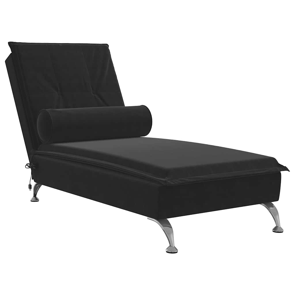 vidaXL Massageschäslong med bolster svart sammet