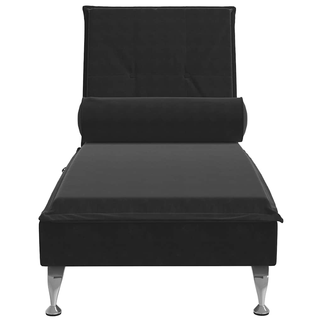 vidaXL Massageschäslong med bolster svart sammet