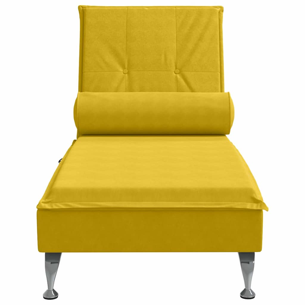 vidaXL Massageschäslong med bolster gul sammet