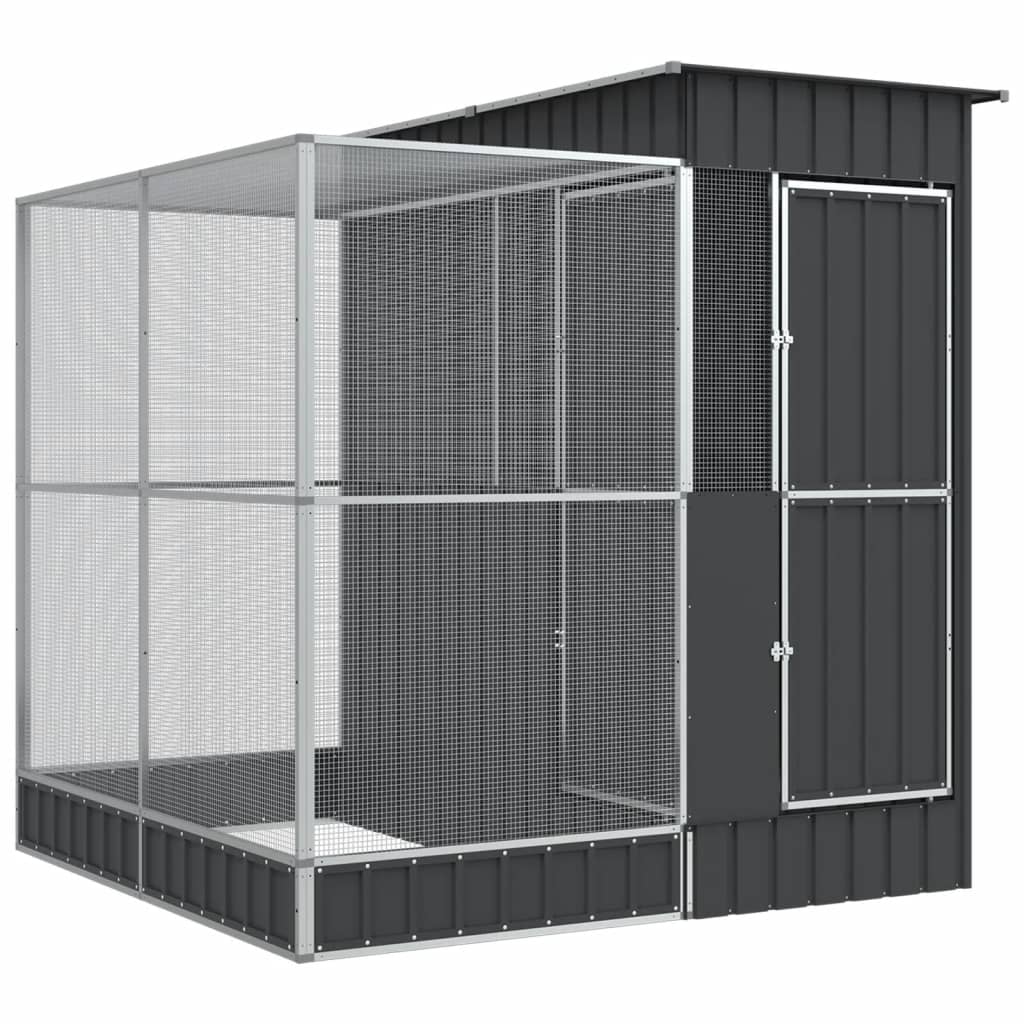 vidaXL Voljär med förlängning silver 209x203x216 cm stål