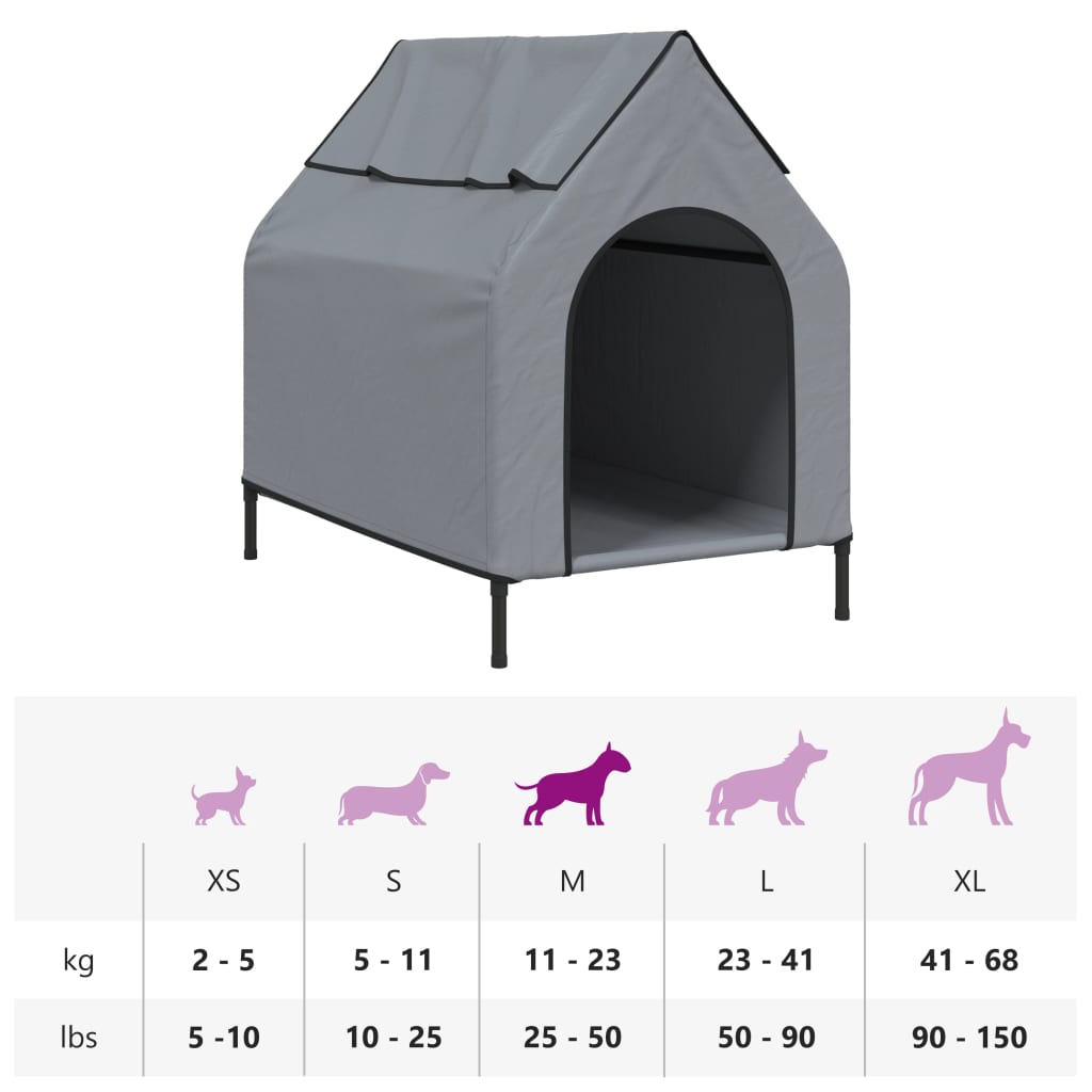 vidaXL Hundkoja ljusgrå oxfordtyg och stål