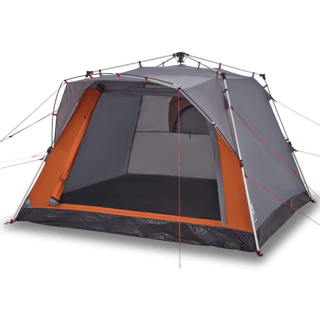 vidaXL Campingtält 4 personer grå och orange snabbrest