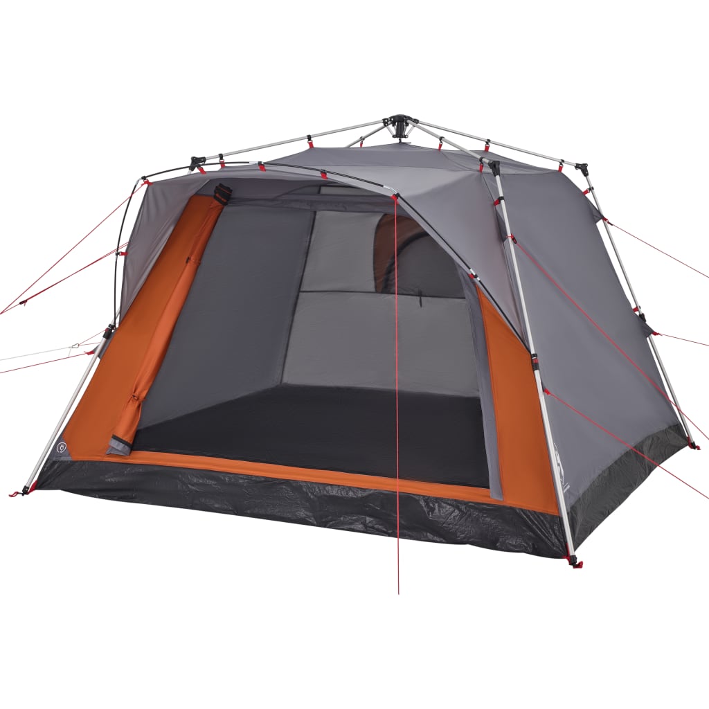 vidaXL Campingtält 4 personer grå och orange snabbrest