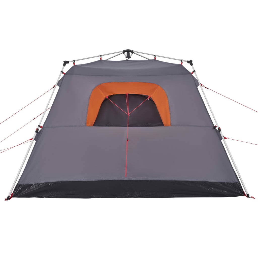 vidaXL Campingtält 4 personer grå och orange snabbrest