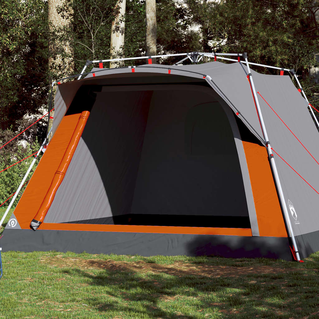 vidaXL Campingtält 4 personer grå och orange snabbrest