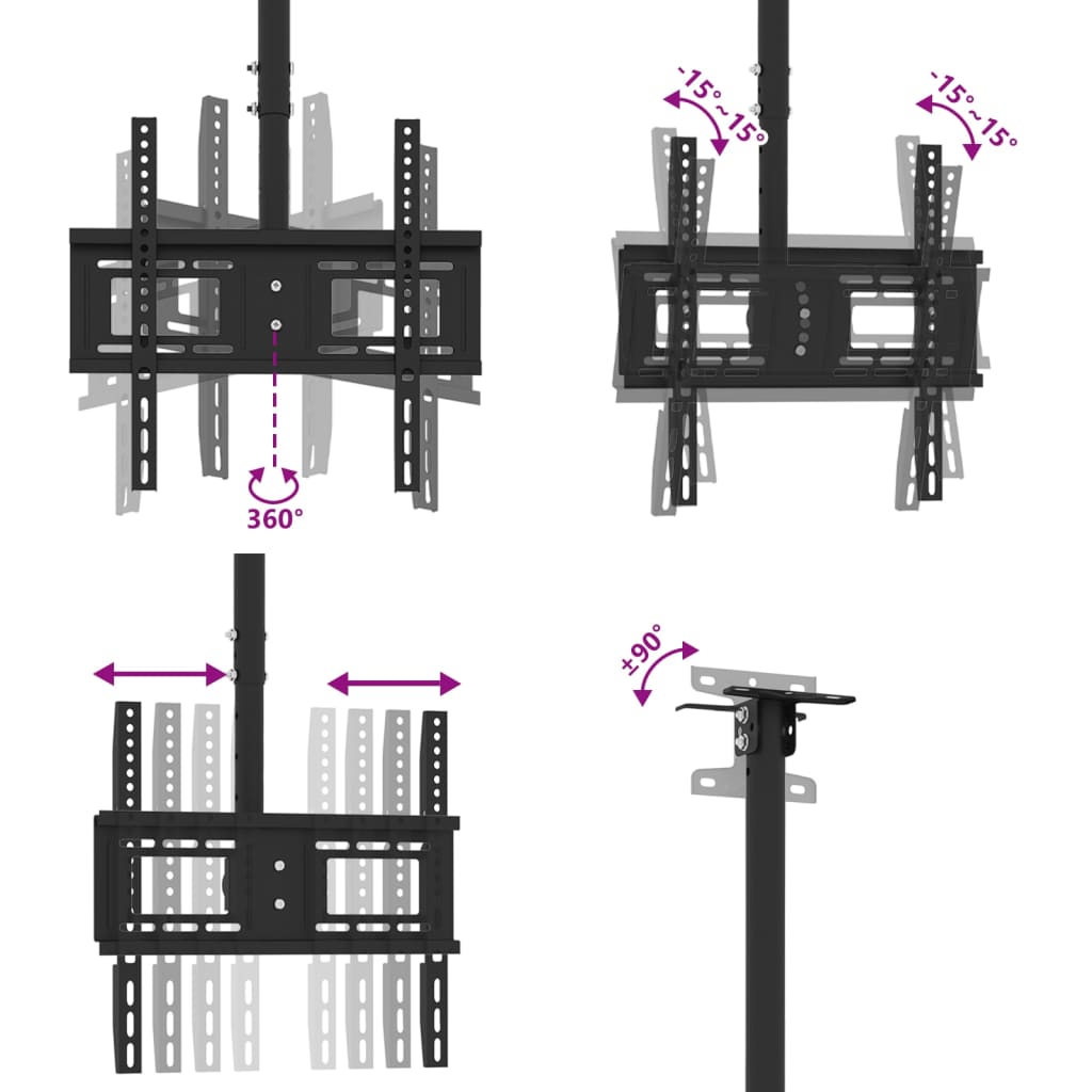 vidaXL Tv-takfäste för 32-65 tums skärm max VESA 400x400 mm 40kg