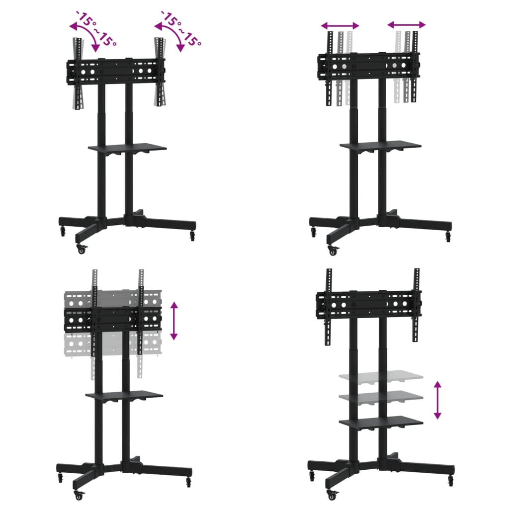 vidaXL Tv-ställ på hjul för 32-70 tums skärm max VESA 600x400 mm 50kg