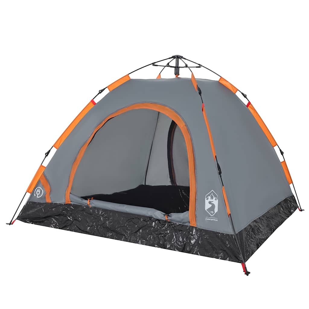 vidaXL Campingtält 3 personer grå och orange snabbrest