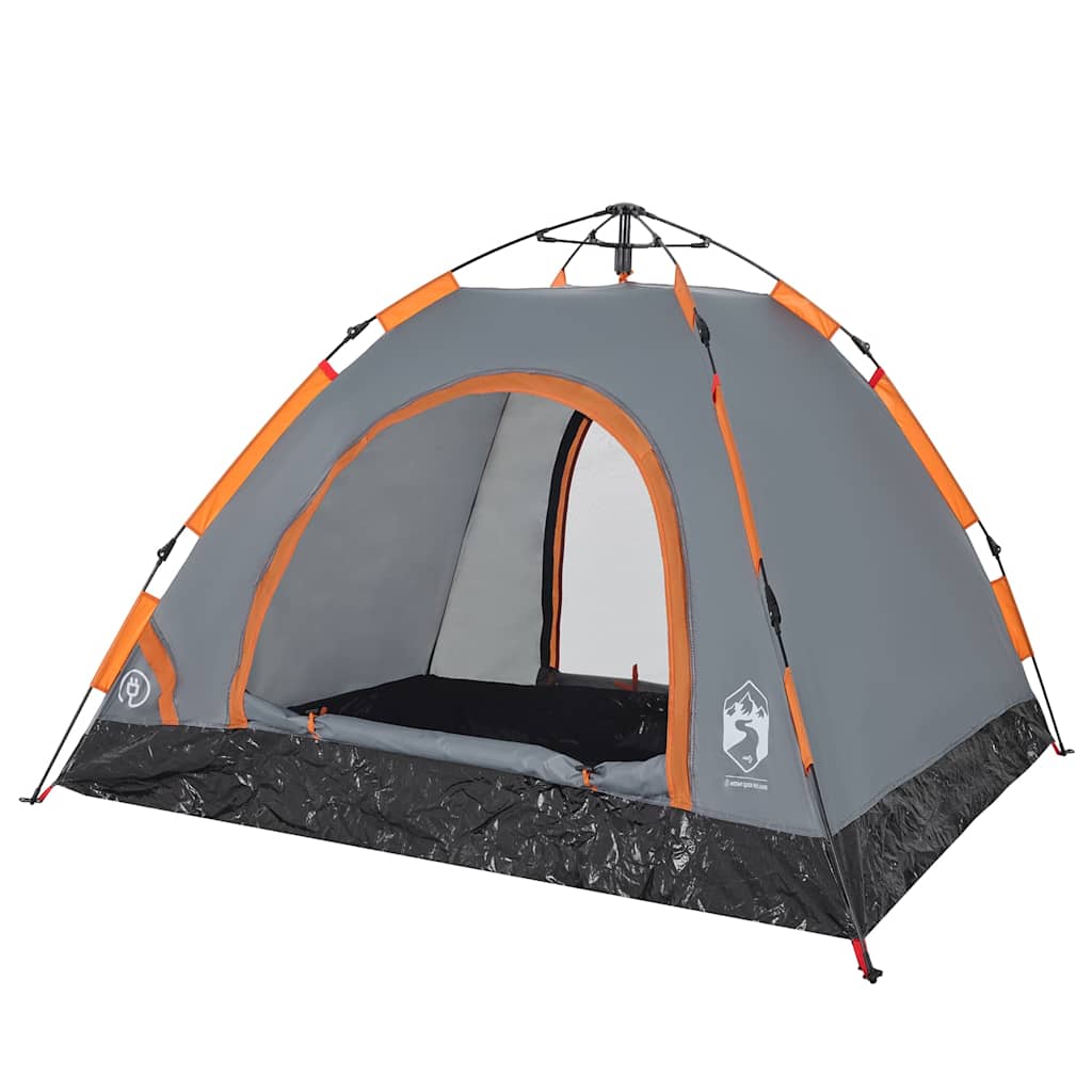 vidaXL Campingtält 3 personer grå och orange snabbrest