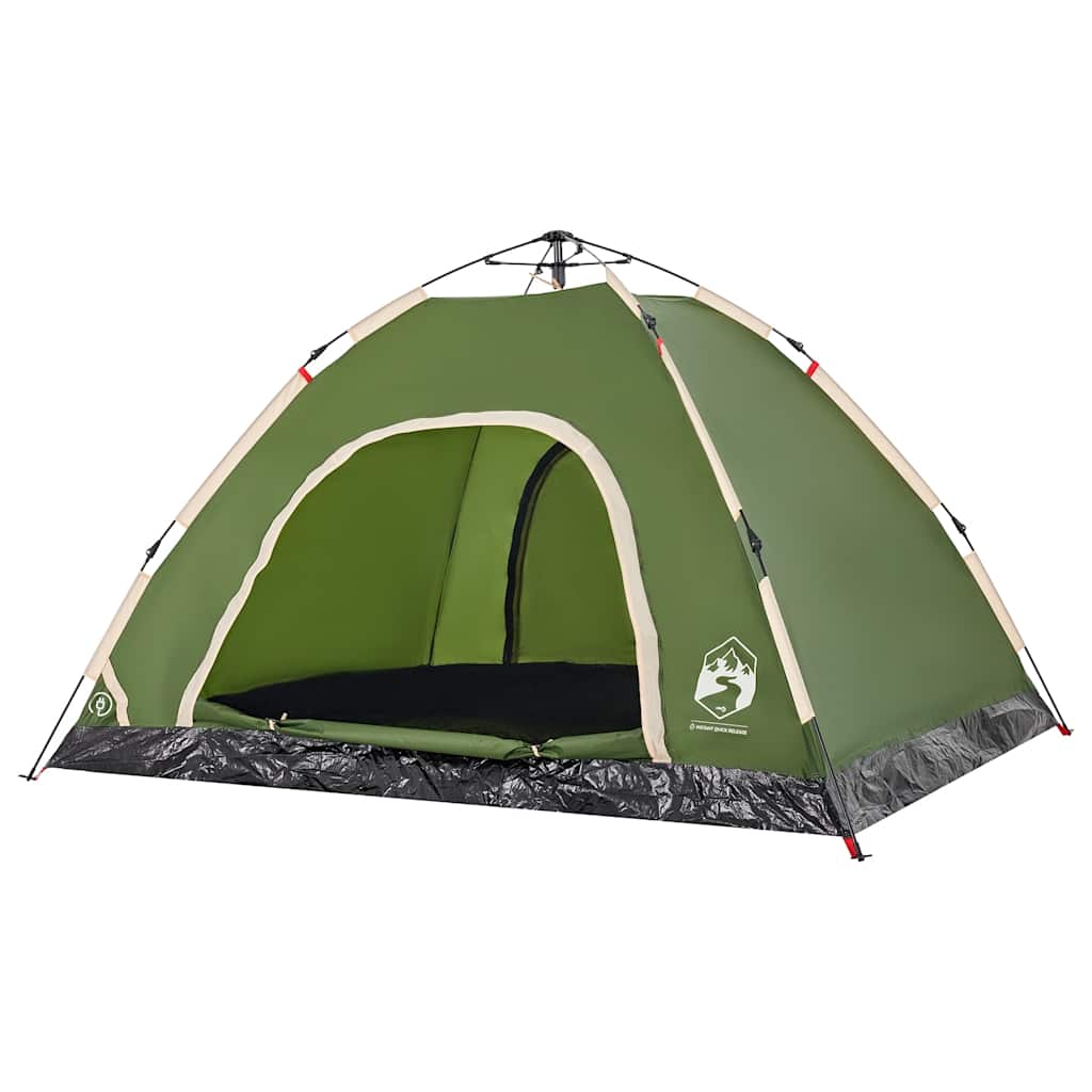 vidaXL Campingtält 4 personer grön snabbrest