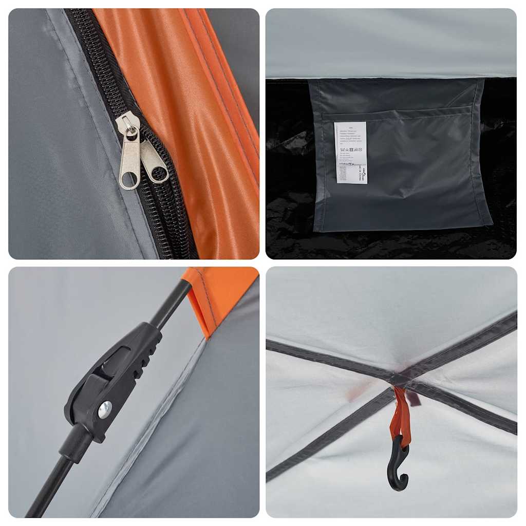 vidaXL Campingtält 5 personer grå och orange snabbrest