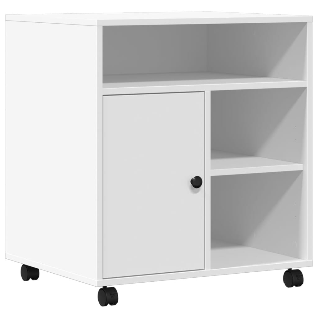 vidaXL Skrivarställ med hjul vit 60x50x67 cm