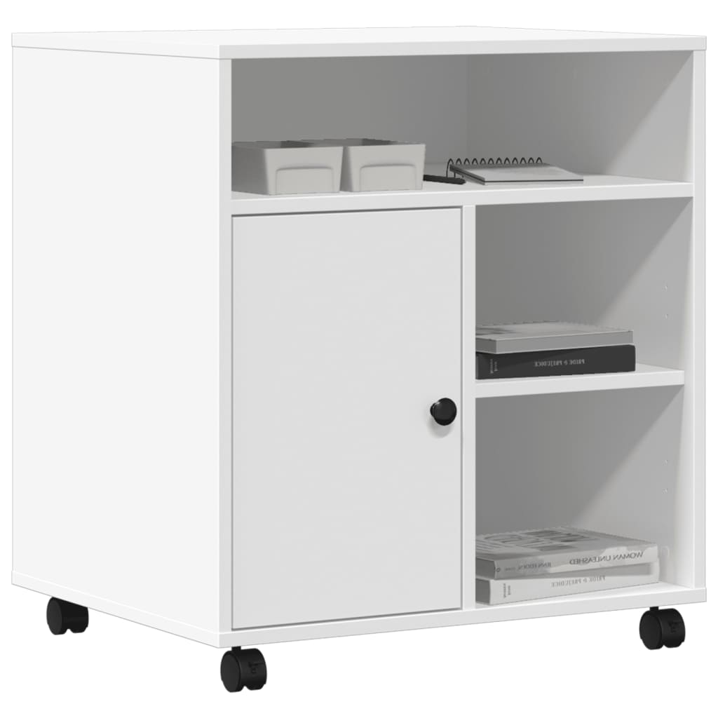 vidaXL Skrivarställ med hjul vit 60x50x67 cm