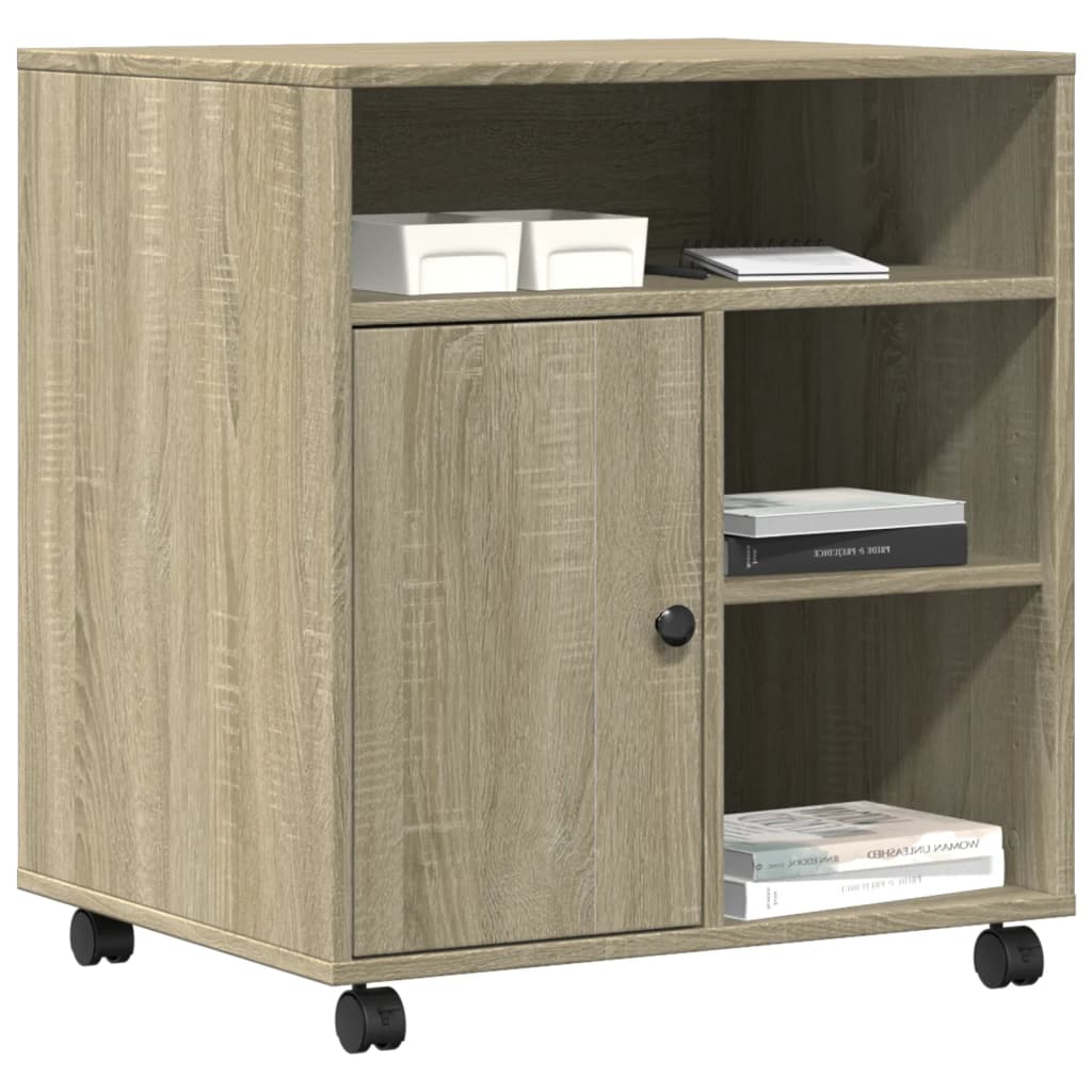 vidaXL Skrivarställ med hjul sonoma-ek 60x50x67 cm