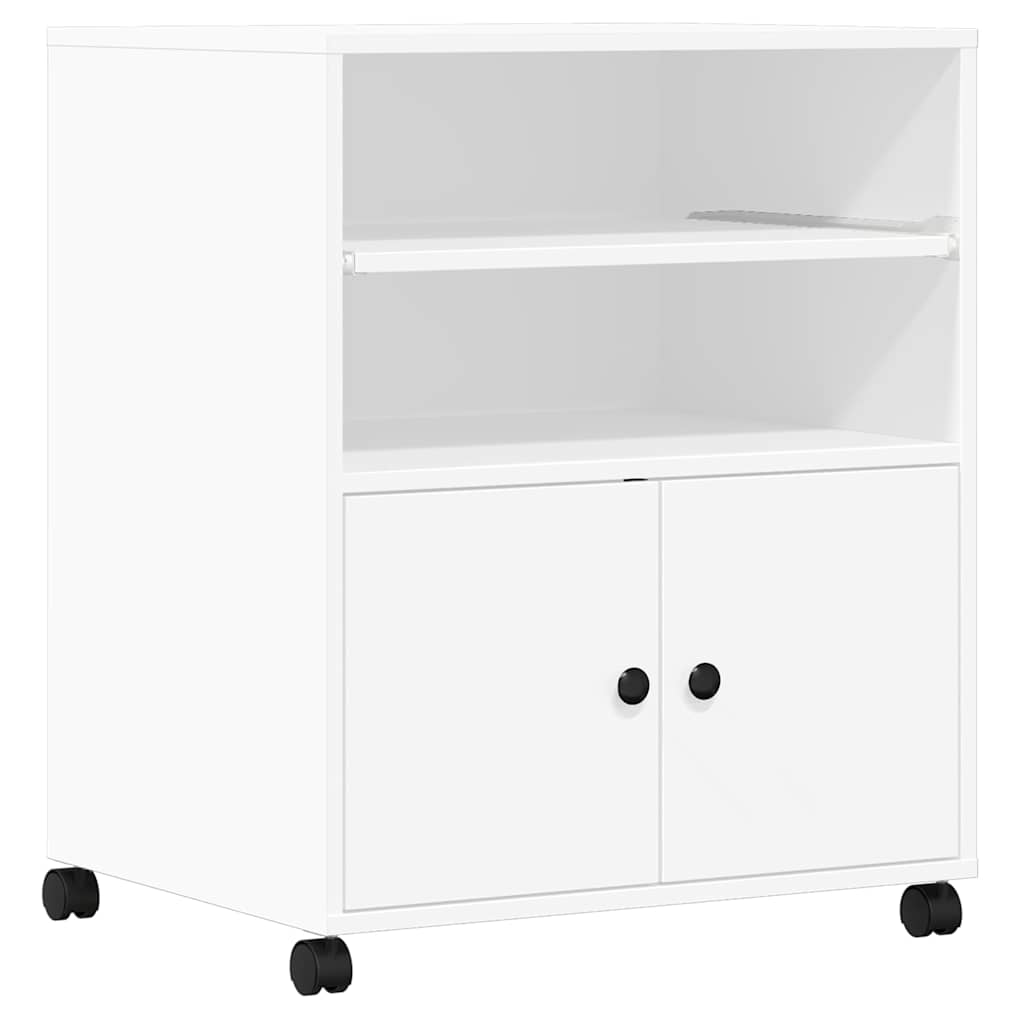 vidaXL Skrivarställ med hjul vit 60x48x74 cm