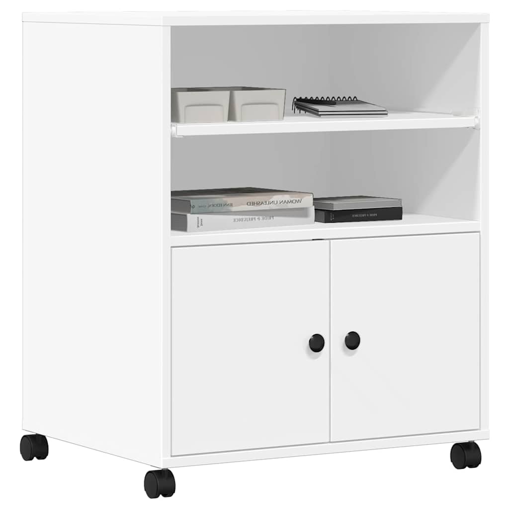 vidaXL Skrivarställ med hjul vit 60x48x74 cm